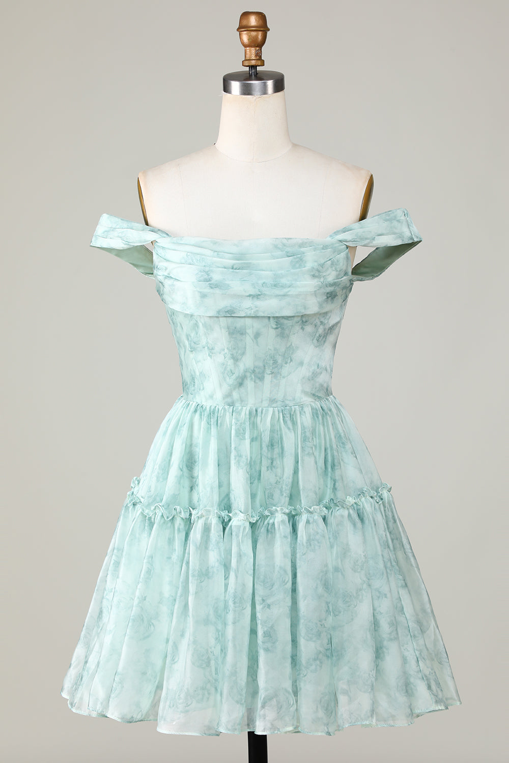 Misshow Sage Floral A-Line Corset Short Homecoming Dress/Mini Dress