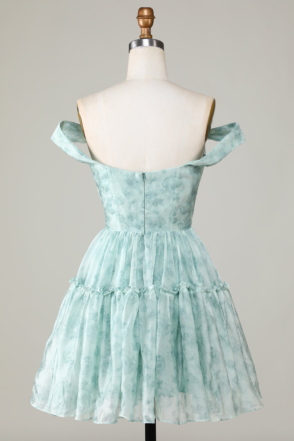 Misshow Sage Floral A-Line Corset Short Homecoming Dress/Mini Dress