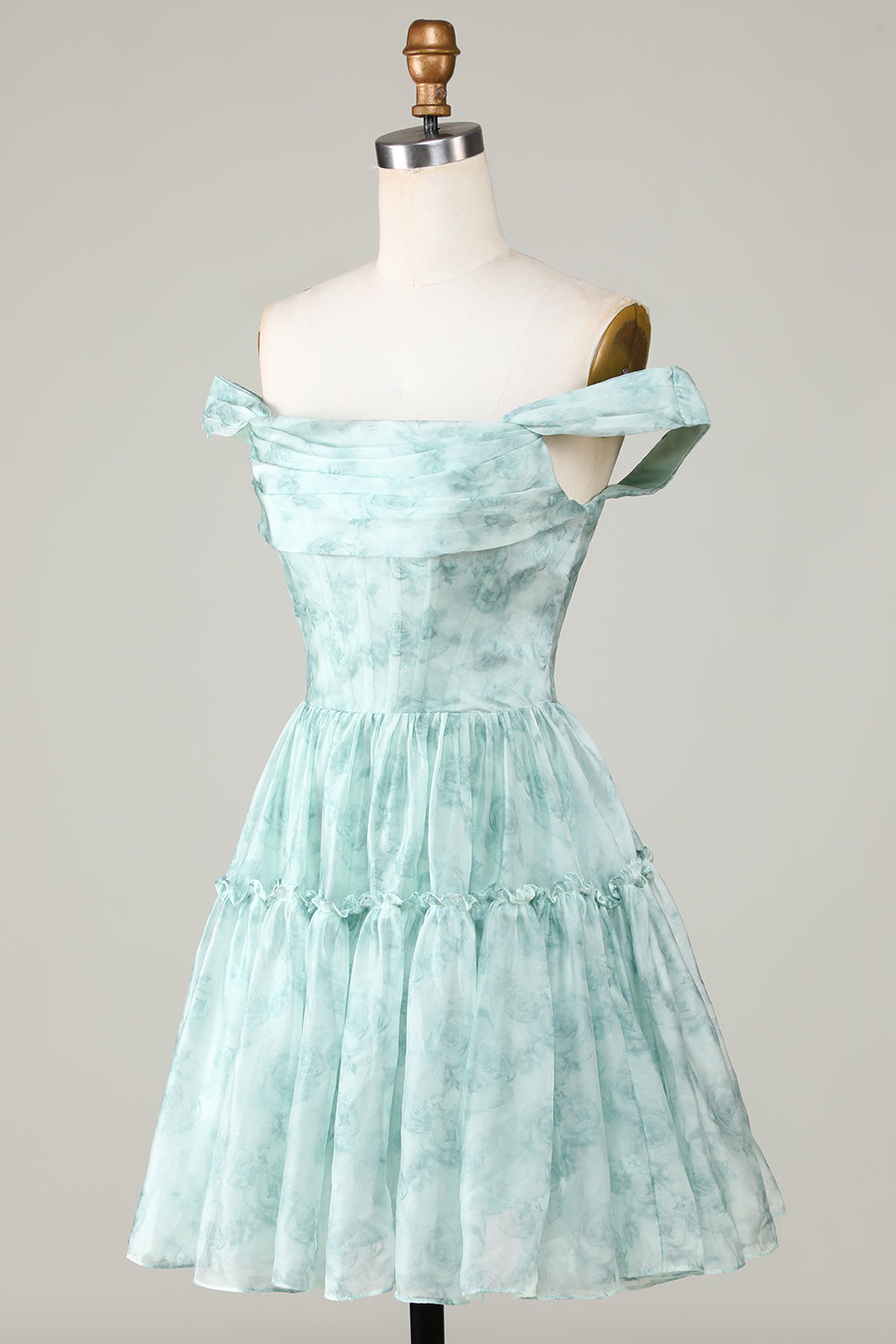 Misshow Sage Floral A-Line Corset Short Homecoming Dress/Mini Dress