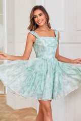 Misshow Sage Floral A-Line Corset Short Homecoming Dress/Mini Dress