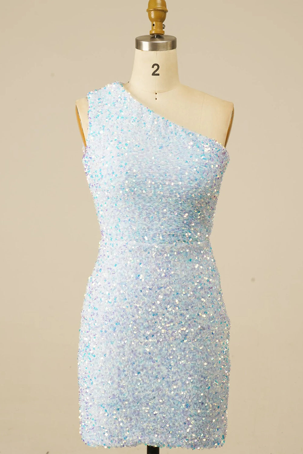 Misshow Sheath One Shoulder Royal Blue Sequins Short Homecoming Dress/Mini Dress