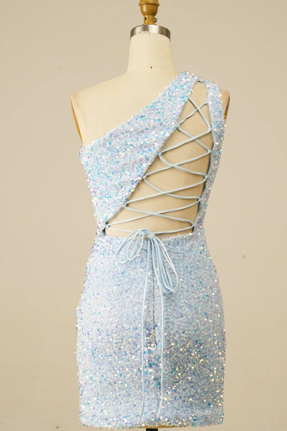 Misshow Sheath One Shoulder Royal Blue Sequins Short Homecoming Dress/Mini Dress