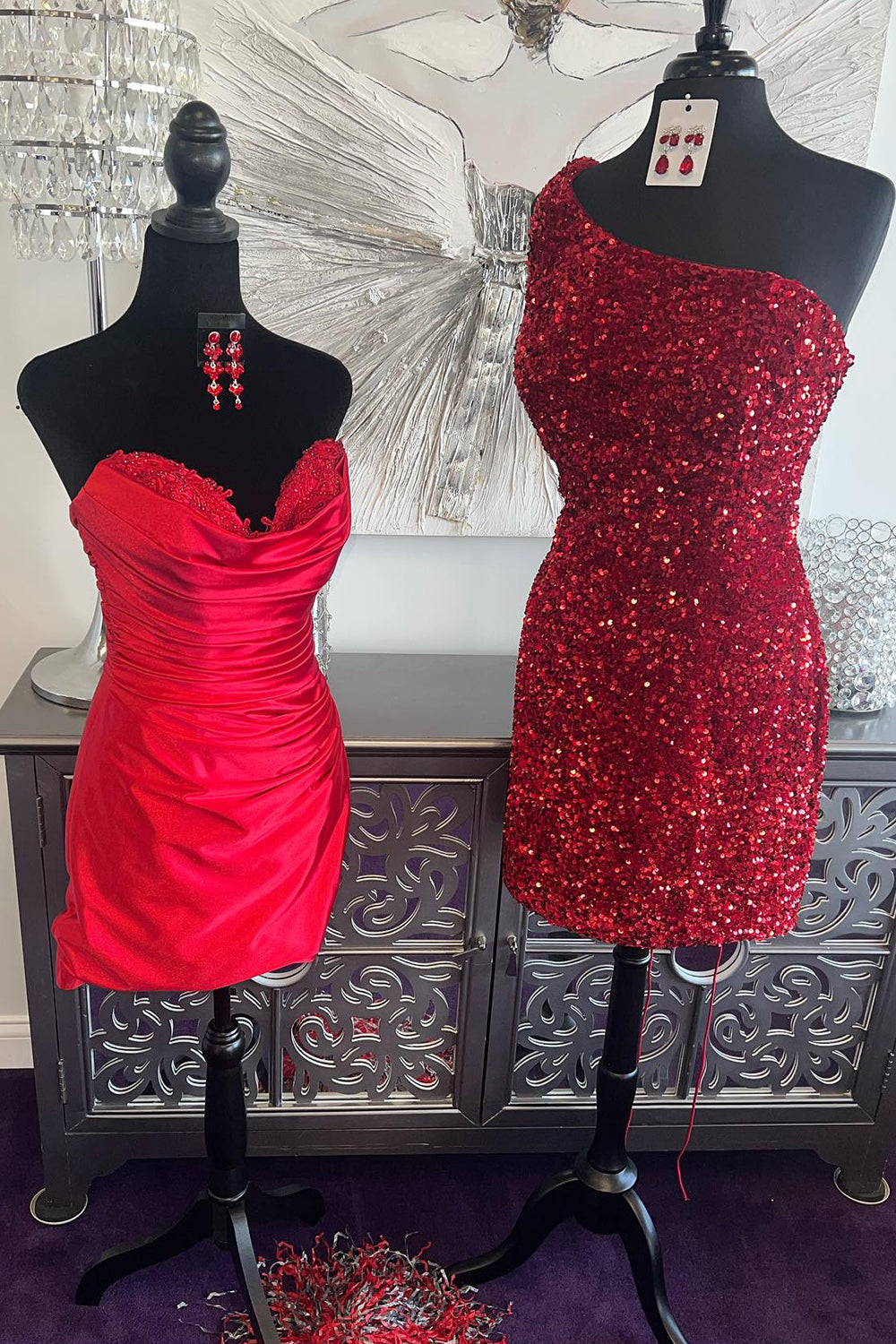 Misshow Sheath One Shoulder Royal Blue Sequins Short Homecoming Dress/Mini Dress