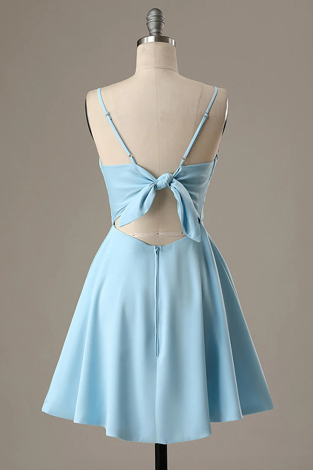 Misshow Simple Blue Open Back A Line Homecoming Dress/Mini Dress