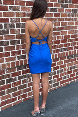 Misshow Simple Fuchsia Lace-Up Back Tight Short Homecoming Dress/Mini Dress