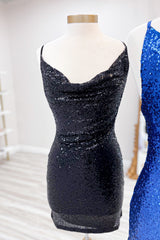 Misshow Spaghetti Straps Golden Bodycon Short Homecoming Dress/Mini Dress with Sequins