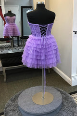 Misshow Sparkly A Line Blue Strapless Corset Short Homecoming Dress/Mini Dress with Ruffles