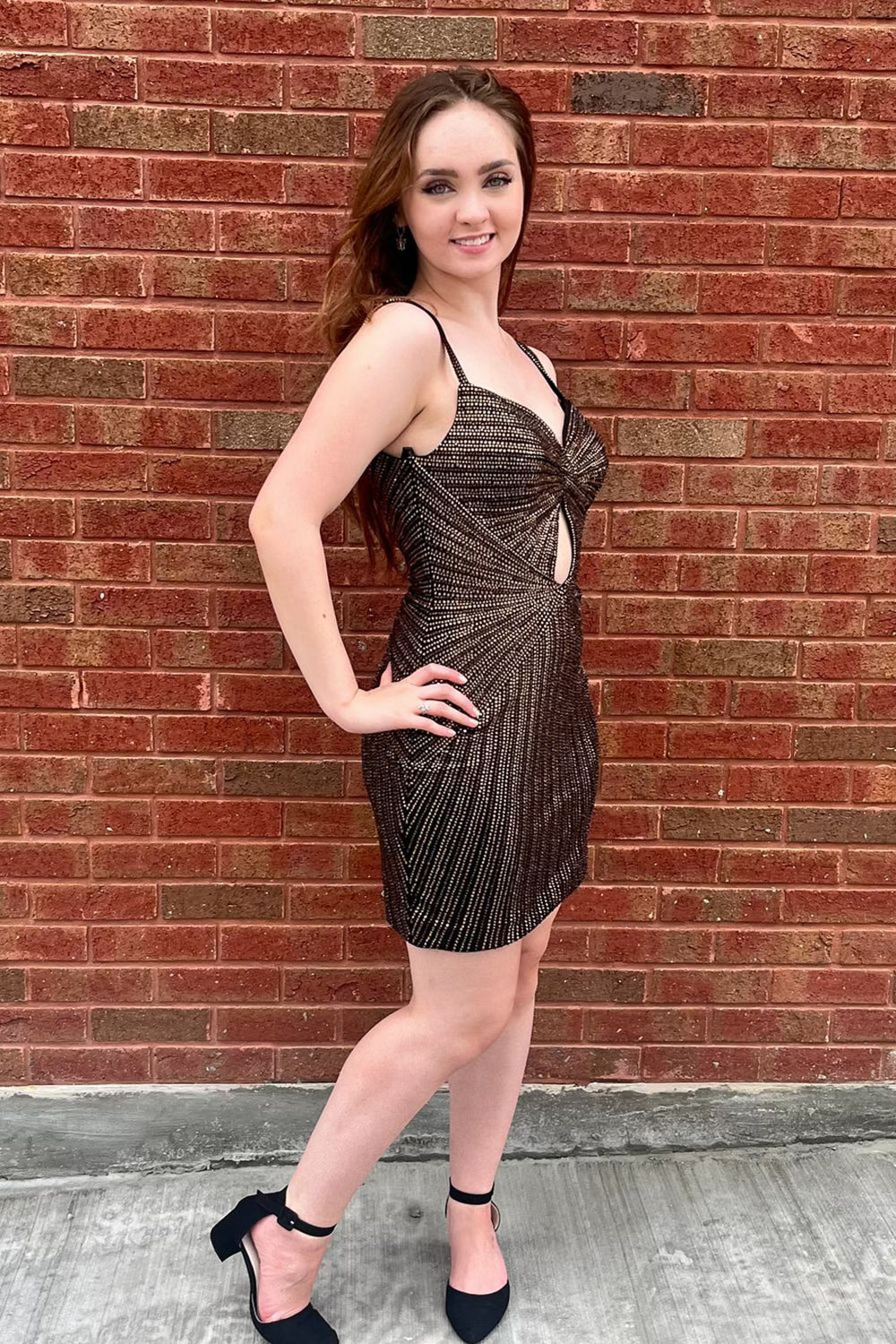 Misshow Sparkly Beaded Black Tight Short Homecoming Dress/Mini Dress