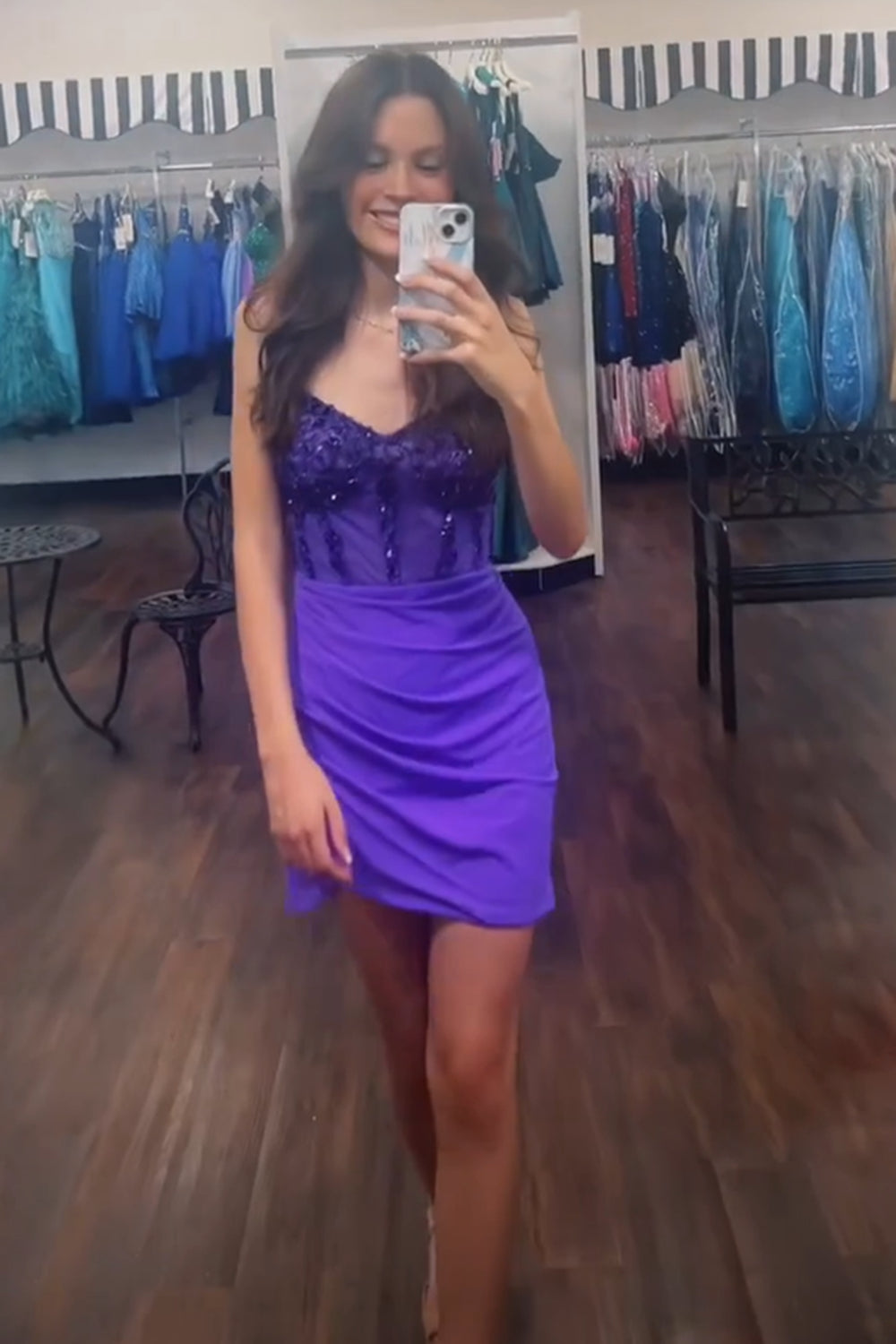 Misshow Sparkly Black Corset Satin Tight Short Homecoming Dress/Mini Dress with Sequins