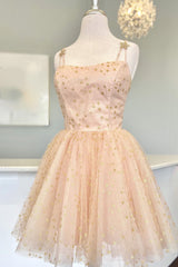 Misshow Sparkly Black Sequins Stars A-Line Short Homecoming Dress/Mini Dress
