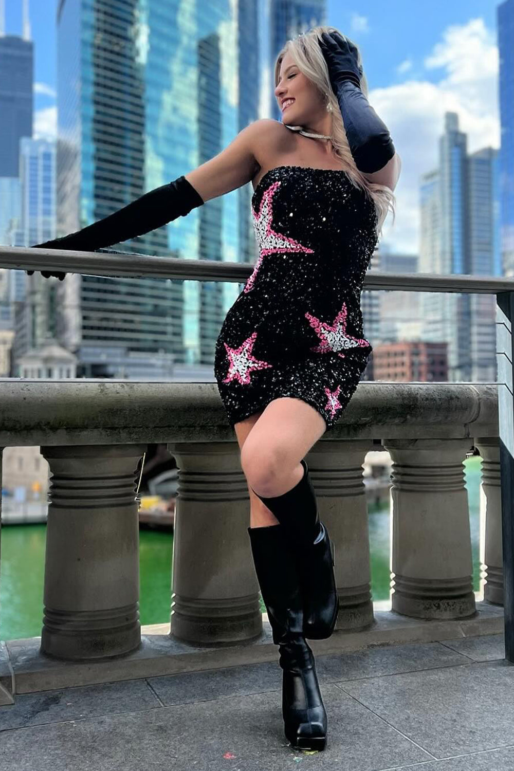 Misshow Sparkly Black Sequins Tight Short Homecoming Dress/Mini Dress