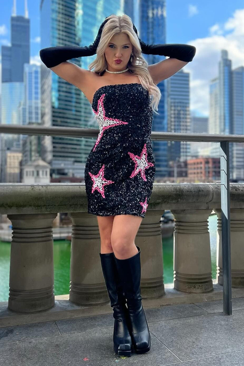 Misshow Sparkly Black Sequins Tight Short Homecoming Dress/Mini Dress
