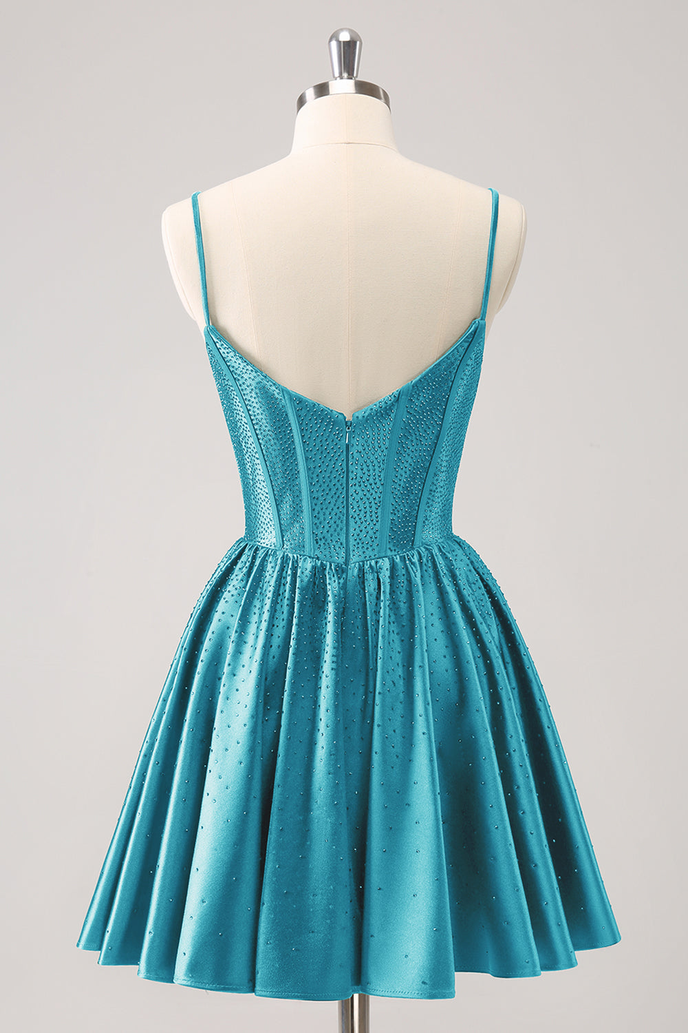 Misshow Sparkly Blue Beaded Corset A Line Short Homecoming Dress/Mini Dress