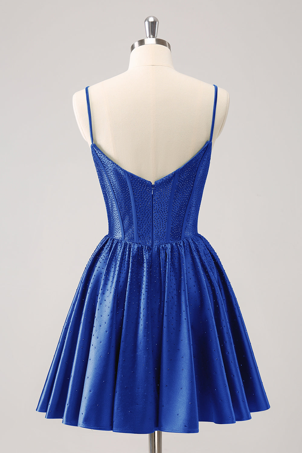 Misshow Sparkly Blue Beaded Corset A Line Short Homecoming Dress/Mini Dress