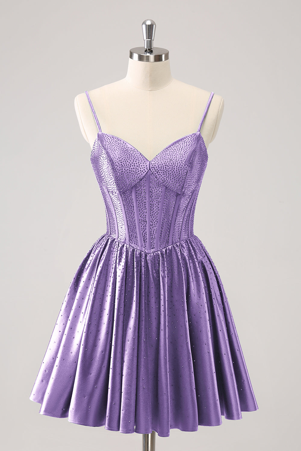 Misshow Sparkly Blue Beaded Corset A Line Short Homecoming Dress/Mini Dress