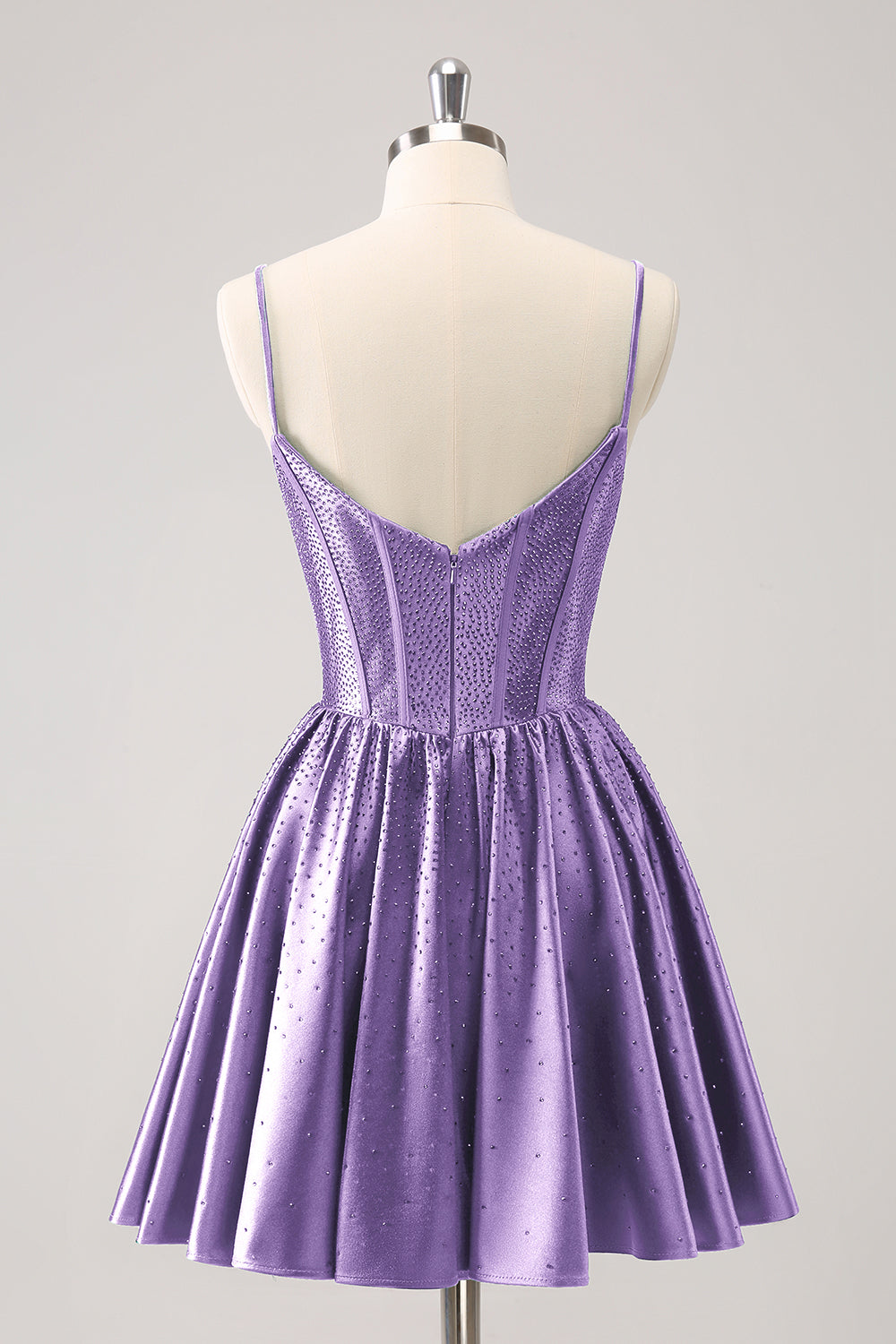 Misshow Sparkly Blue Beaded Corset A Line Short Homecoming Dress/Mini Dress