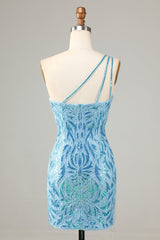 Misshow Sparkly Blue Beaded Fringed Tight Short Homecoming Dress/Mini Dress