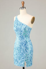 Misshow Sparkly Blue Beaded Fringed Tight Short Homecoming Dress/Mini Dress