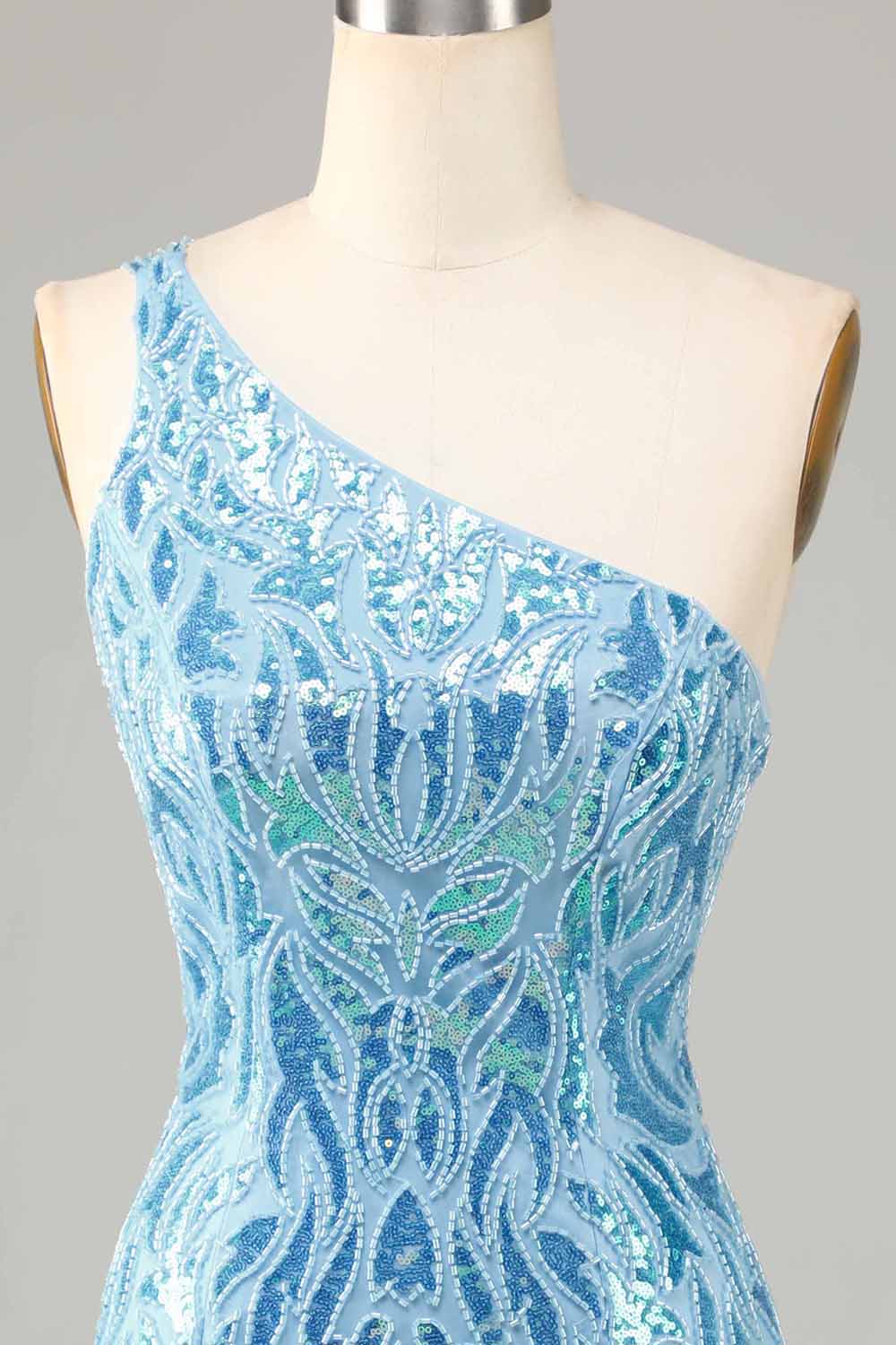 Misshow Sparkly Blue Beaded Fringed Tight Short Homecoming Dress/Mini Dress