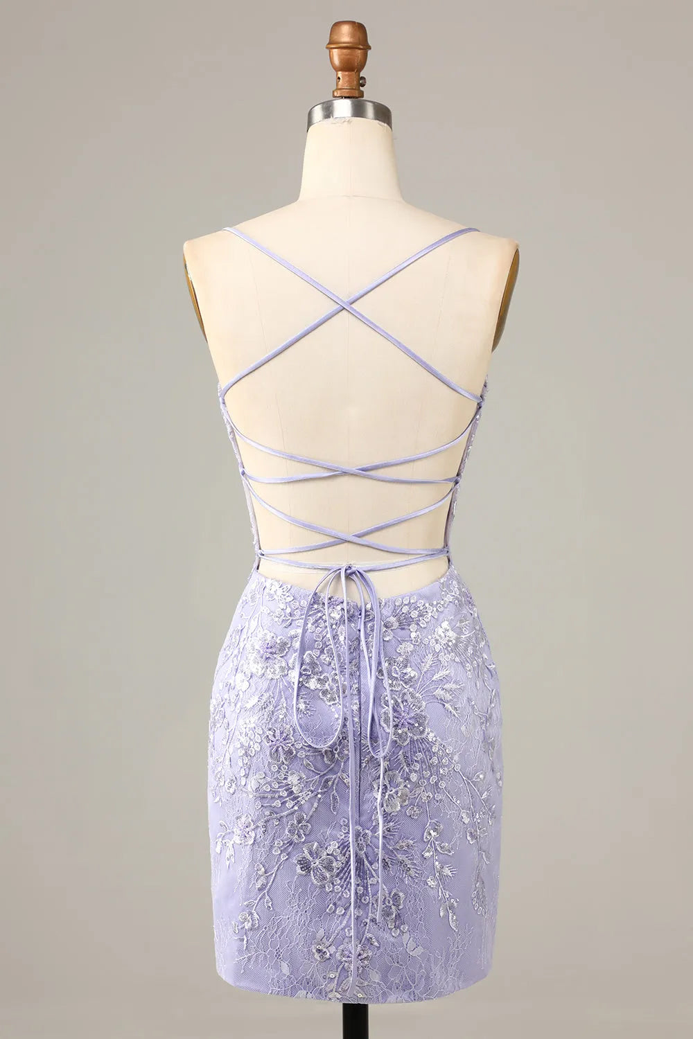 Misshow Sparkly Blue Corset Floral Tight Short Homecoming Dress/Mini Dress with Lace