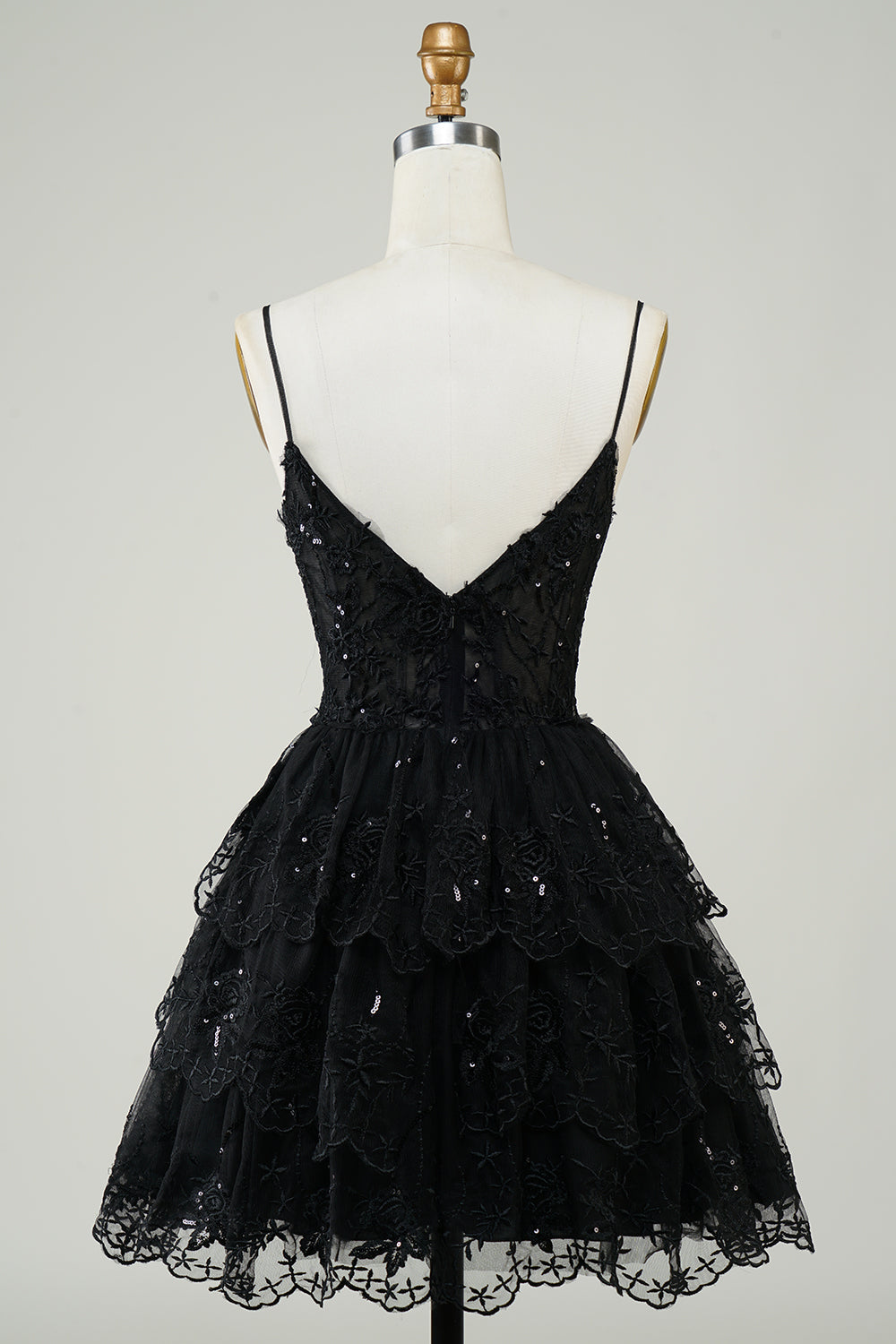 Misshow Sparkly Blue Corset Spaghetti Straps A Line Lace Short Homecoming Dress/Mini Dress