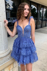Misshow Sparkly Blue Sequins A Line Short Homecoming Dress/Mini Dress