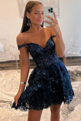 Misshow Sparkly Dark Red Corset Tiered Lace A-Line Short Homecoming Dress/Mini Dress
