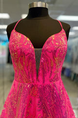 Misshow Sparkly Fuchsia A-Line Backless Short Homecoming Dress/Mini Dress