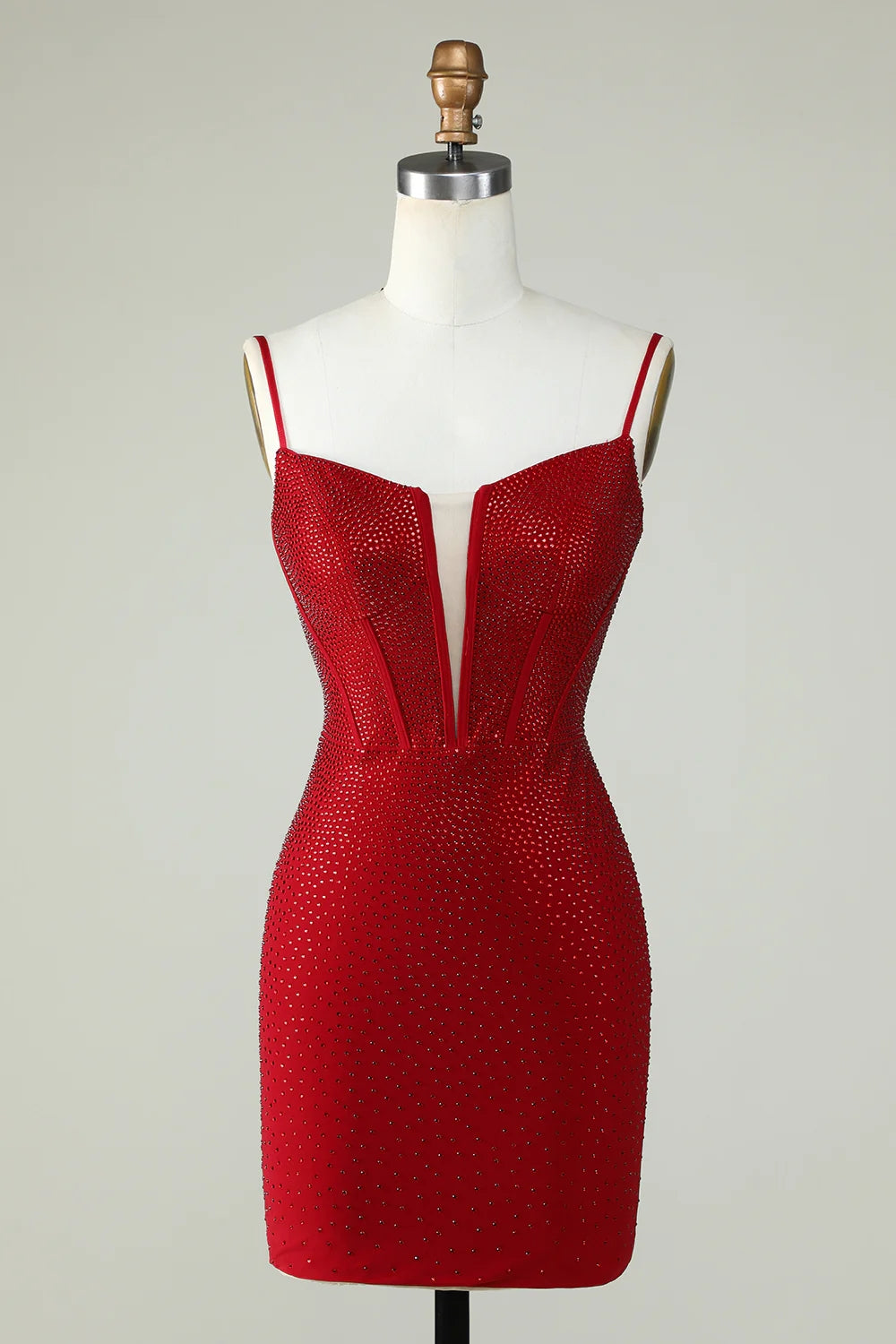 Misshow Sparkly Fuchsia Corset Top Tight Short Homecoming Dress/Mini Dress with Beading