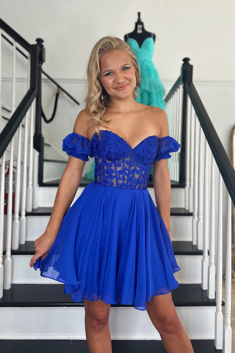 Misshow Sparkly Fuchsia Lace-Up Back A-Line Short Homecoming Dress/Mini Dress with Lace