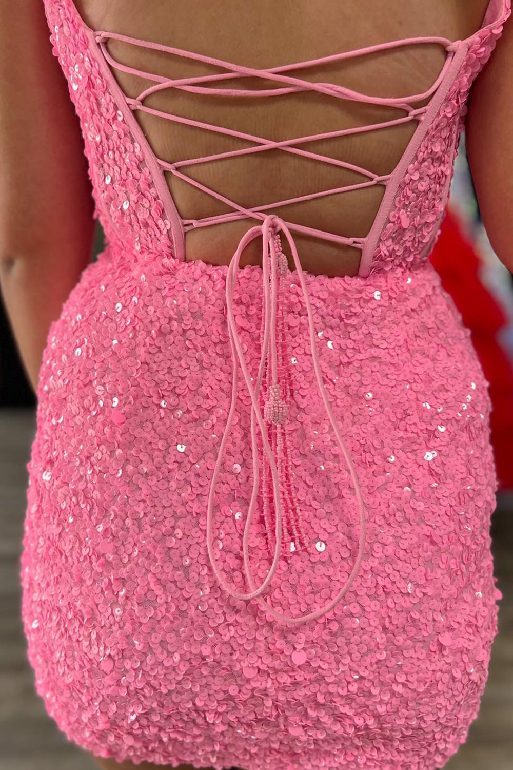Misshow Sparkly Fuchsia Sequins Corset Tight Short Homecoming Dress/Mini Dress