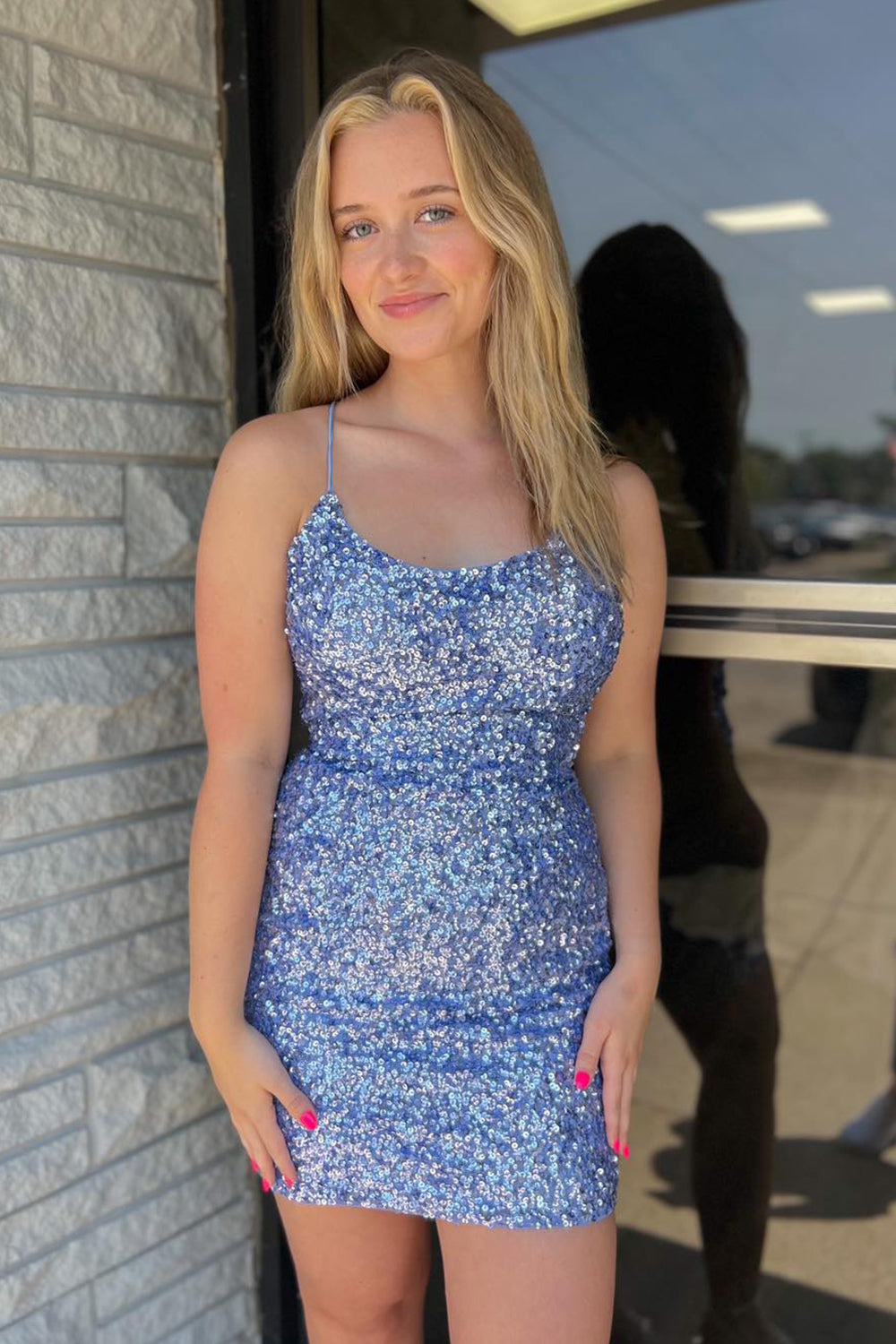 Misshow Sparkly Fuchsia Sleeveless Sequin Tight Short Homecoming Dress/Mini Dress