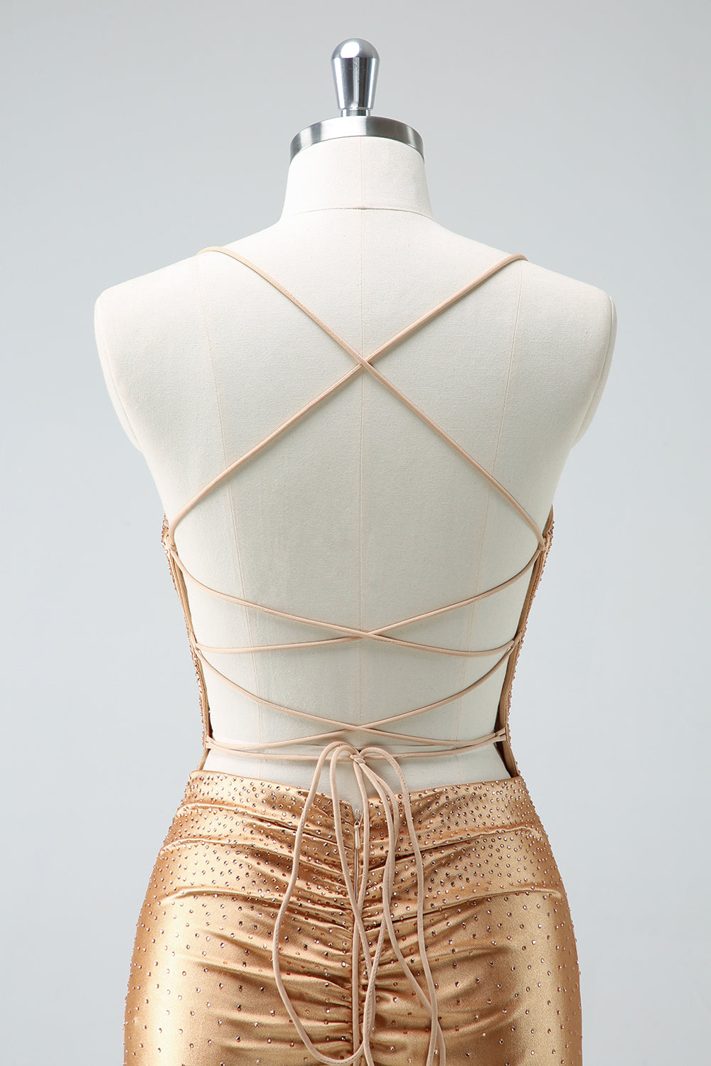 Misshow Sparkly Golden Beaded Tight Short Homecoming Dress/Mini Dress