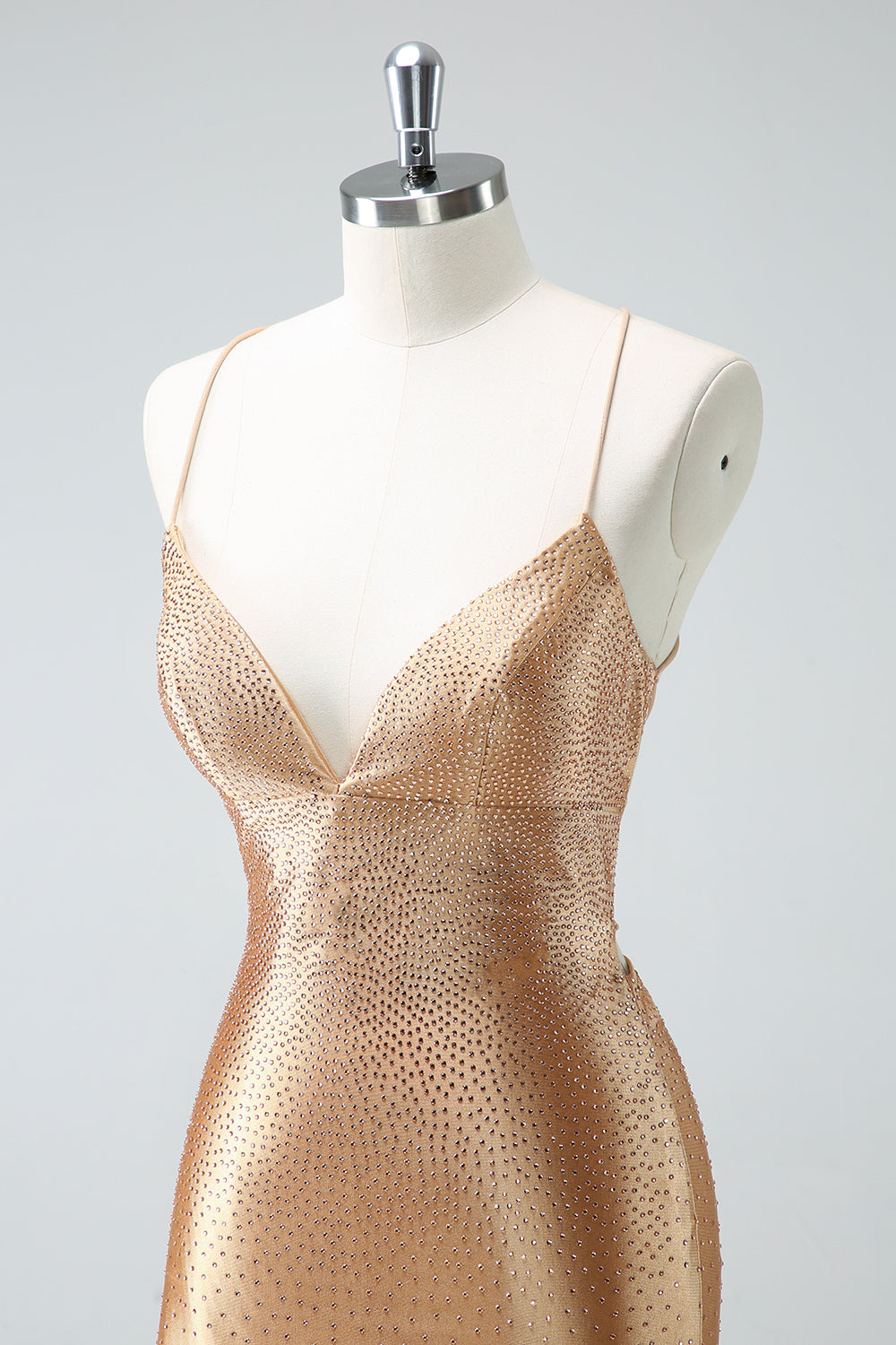 Misshow Sparkly Golden Beaded Tight Short Homecoming Dress/Mini Dress