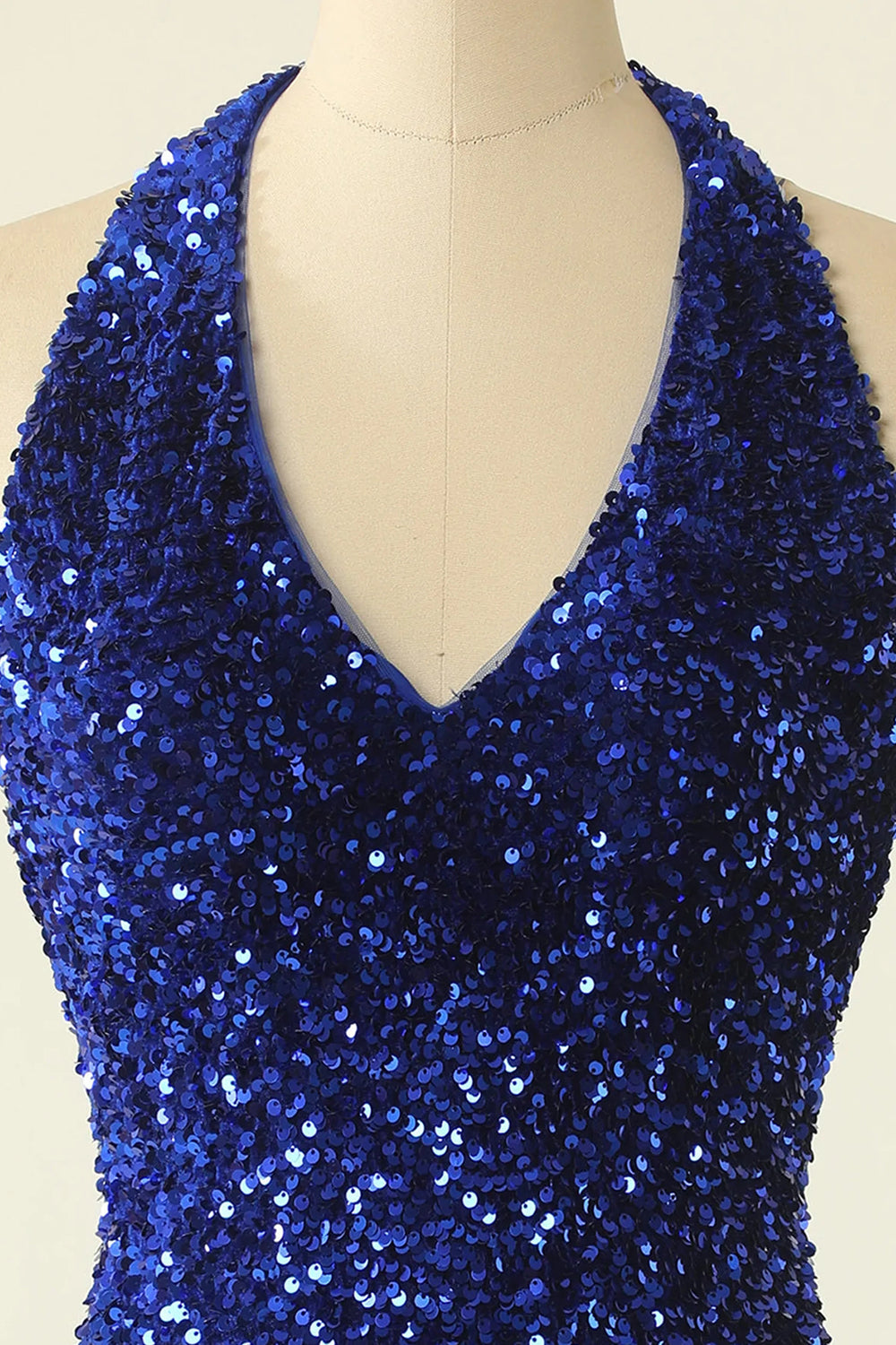 Misshow Sparkly Green Halter Sequins Backless Tight Short Homecoming Dress/Mini Dress