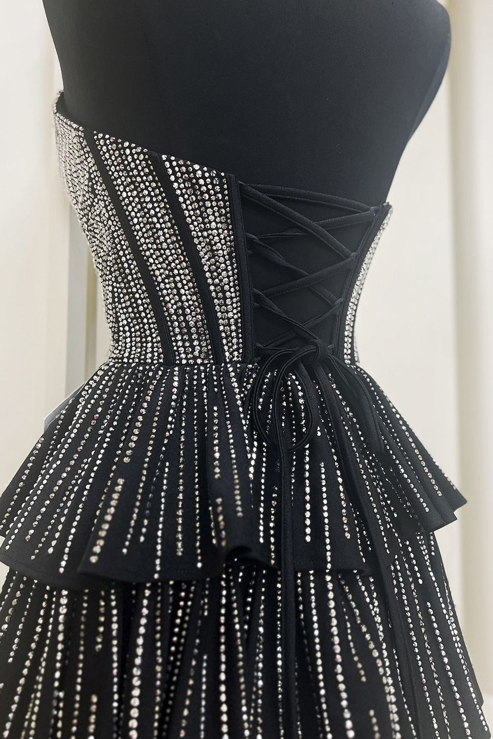 Misshow Sparkly Lilac A Line Corset Strapless Tiered Short Homecoming Dress/Mini Dress