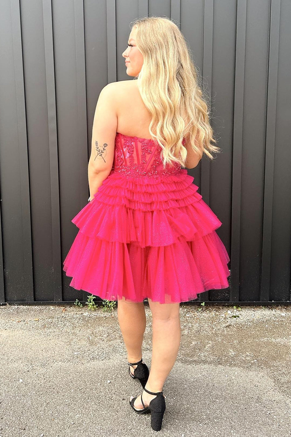 Misshow Sparkly Lilac Corset A Line Tiered Short Homecoming Dress/Mini Dress with Lace