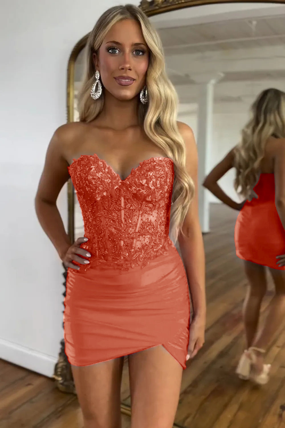 Misshow Sparkly Lilac Strapless Corset Sequins Short Tight Homecoming Dress/Mini Dress