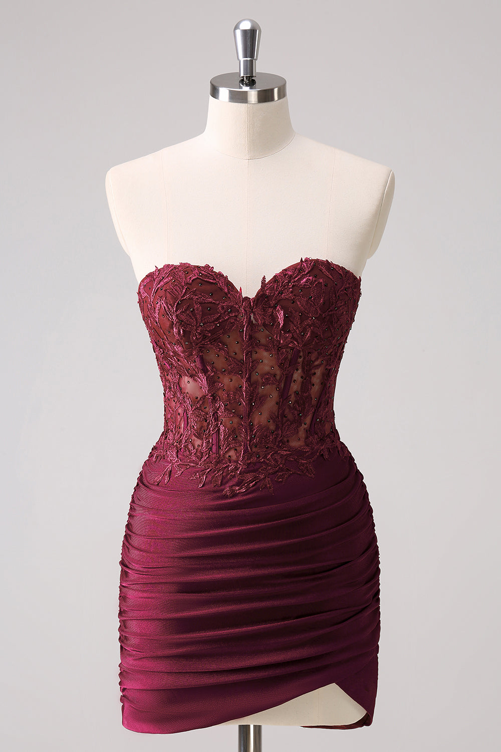 Misshow Sparkly Lilac Strapless Corset Sequins Short Tight Homecoming Dress/Mini Dress