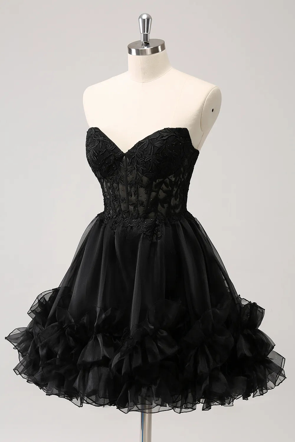 Misshow Sparkly Navy Beaded A Line Short Homecoming Dress/Mini Dress with Appliques