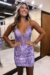 Misshow Sparkly Navy Corset Sequins Tight Short Homecoming Dress/Mini Dress