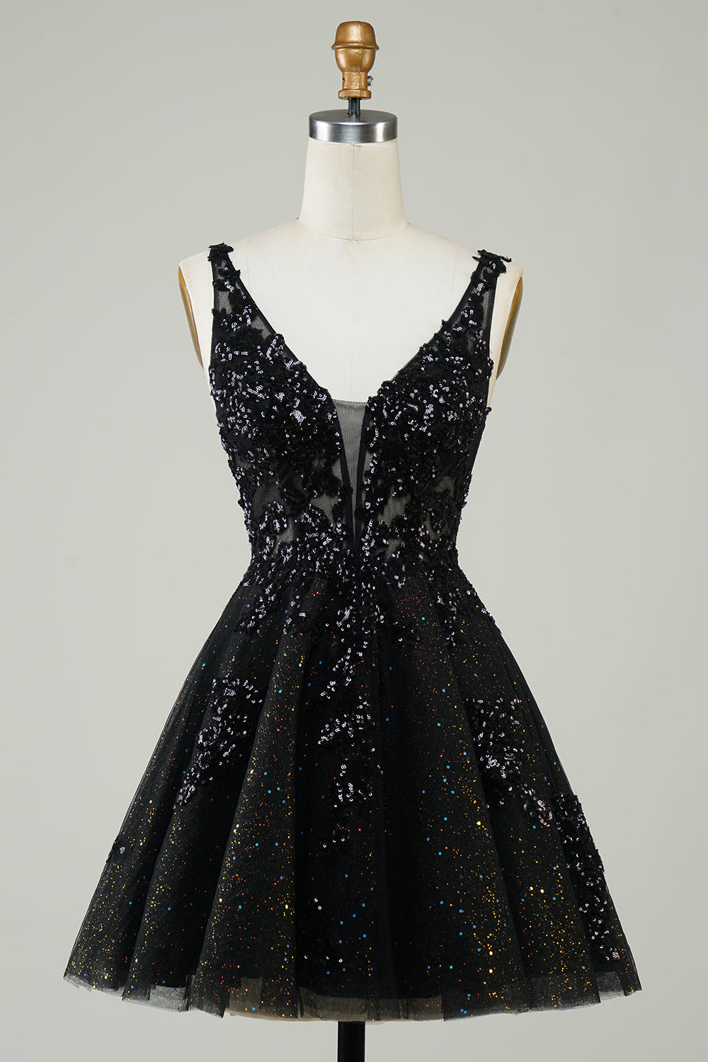 Misshow Sparkly Orange A-Line Spaghetti Straps Short Homecoming Dress/Mini Dress with Sequins