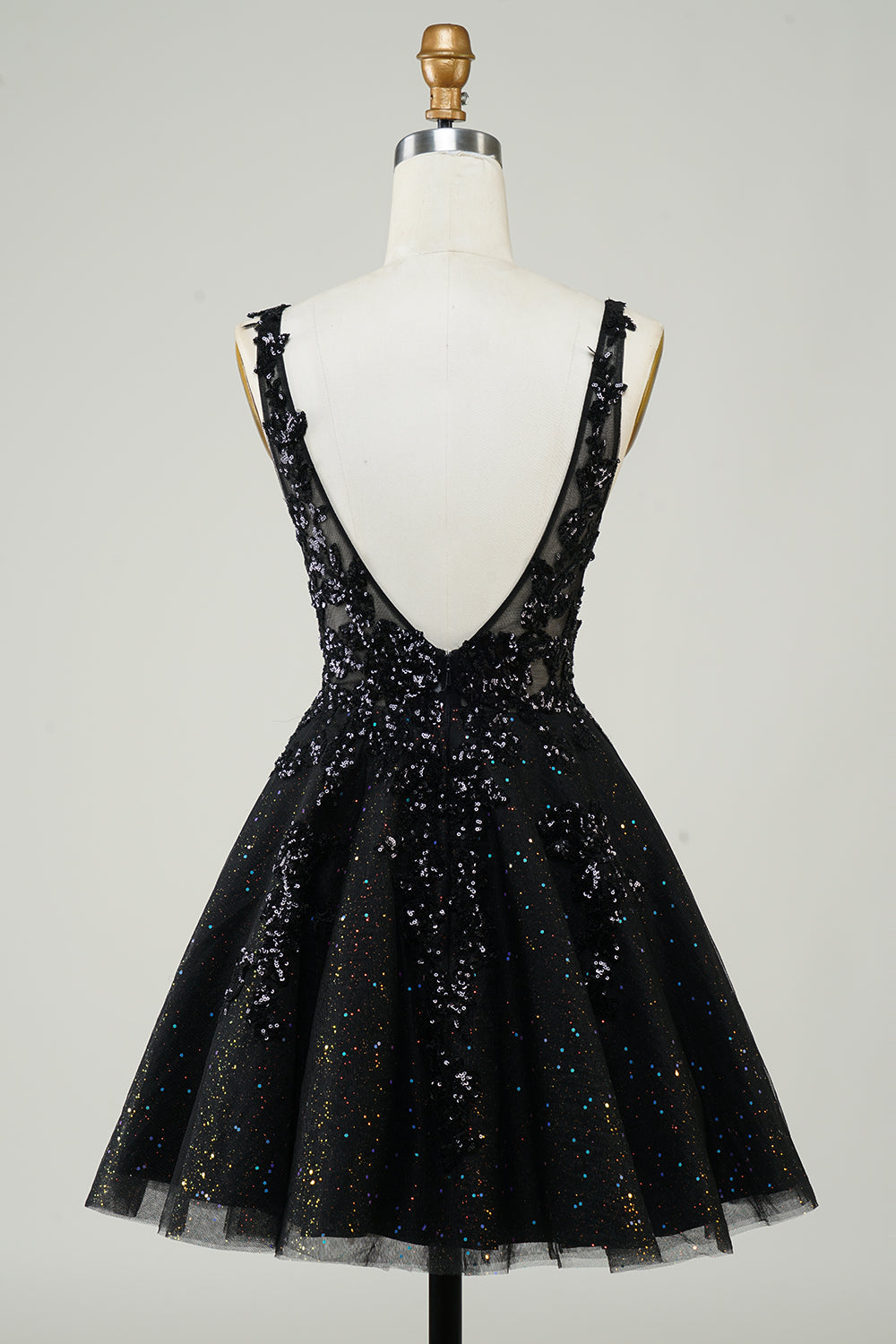 Misshow Sparkly Orange A-Line Spaghetti Straps Short Homecoming Dress/Mini Dress with Sequins