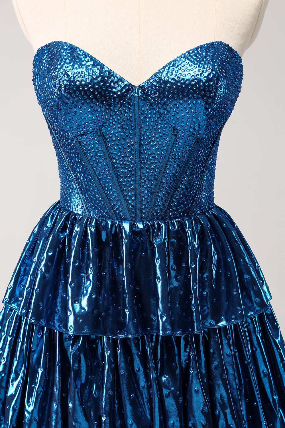 Misshow Sparkly Peacock Blue Sweetheart Ruffled Short Homecoming Dress/Mini Dress