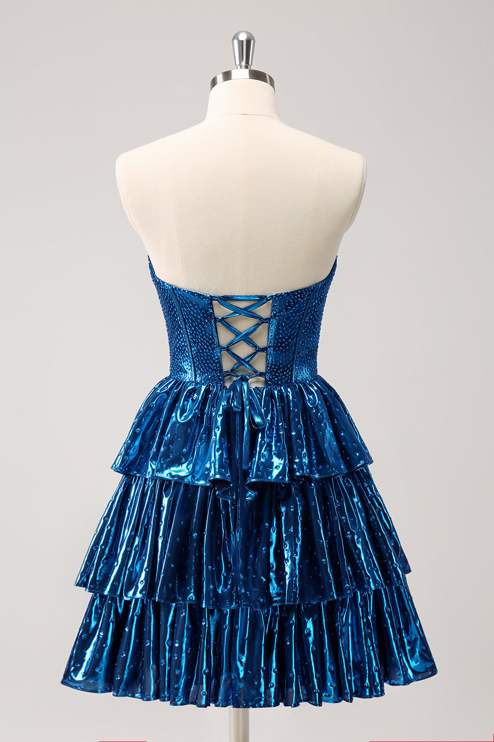 Misshow Sparkly Peacock Blue Sweetheart Ruffled Short Homecoming Dress/Mini Dress