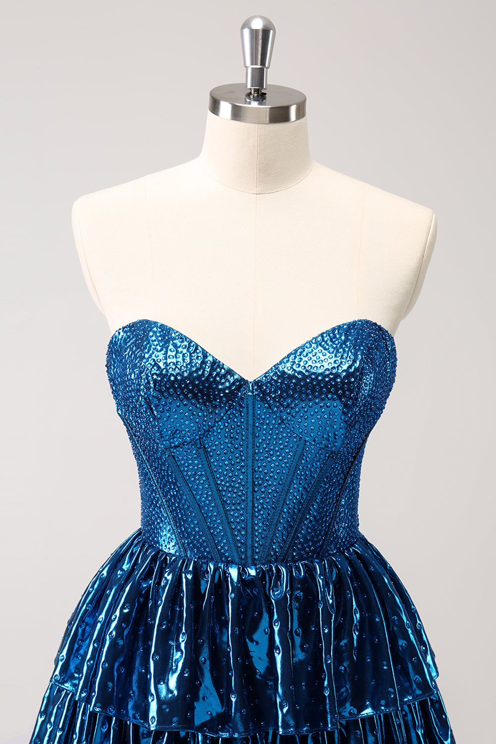 Misshow Sparkly Peacock Blue Sweetheart Ruffled Short Homecoming Dress/Mini Dress