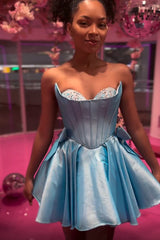 Misshow Sparkly Pink Corset Sweetheart A Line Short Homecoming Dress/Mini Dress