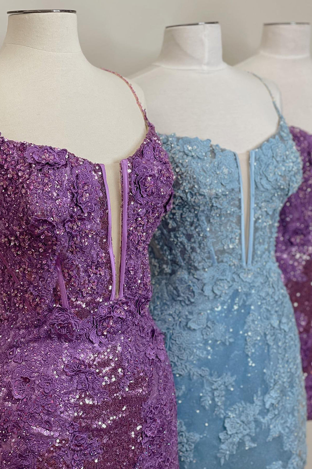 Misshow Sparkly Purple Sequin Lace-Up Tight Short Homecoming Dress/Mini Dress