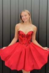 Misshow Sparkly Red A-Line Mirror Short Homecoming Dress/Mini Dress