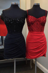 Misshow Sparkly Red Corset Sequin Tight Homecoming Dress/Mini Dress